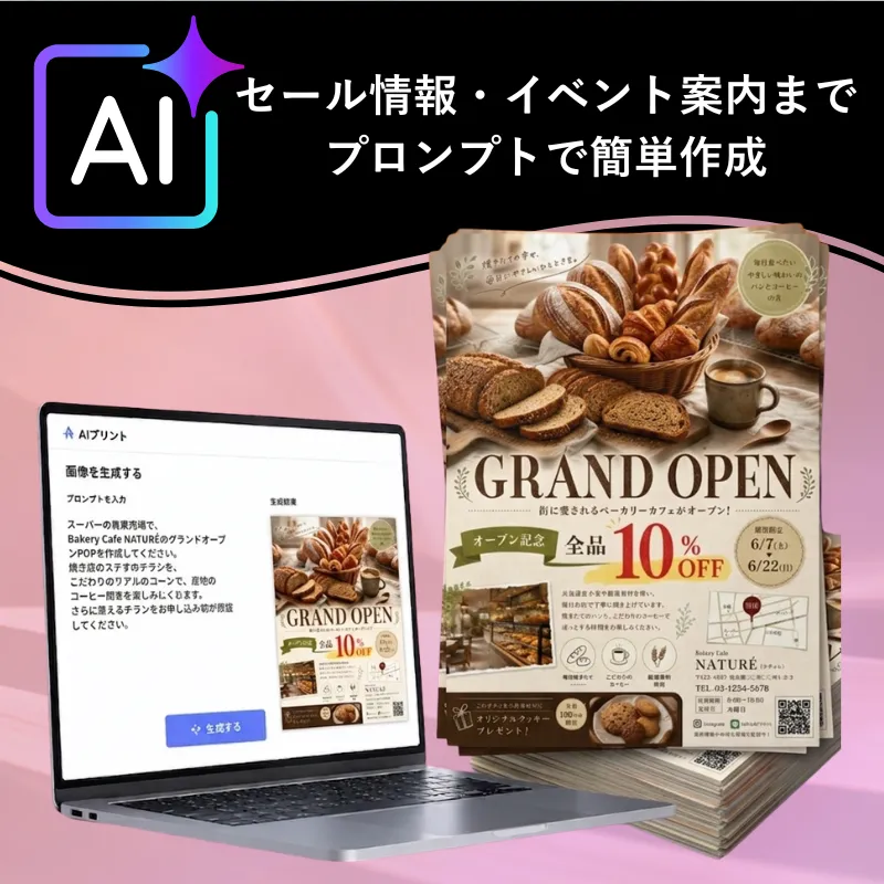 AIプリントで制作したチラシ・フライヤーのイメージ
