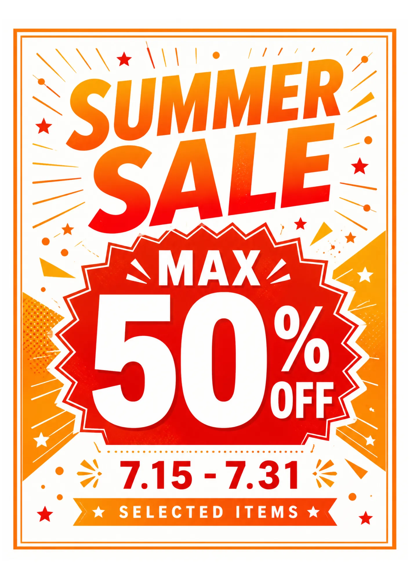 AIプリントを活用したSUMMER SALEセール看板の制作例