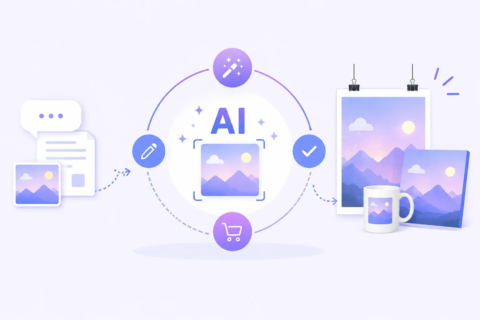 AI画像生成から印刷注文までのサービスイメージ