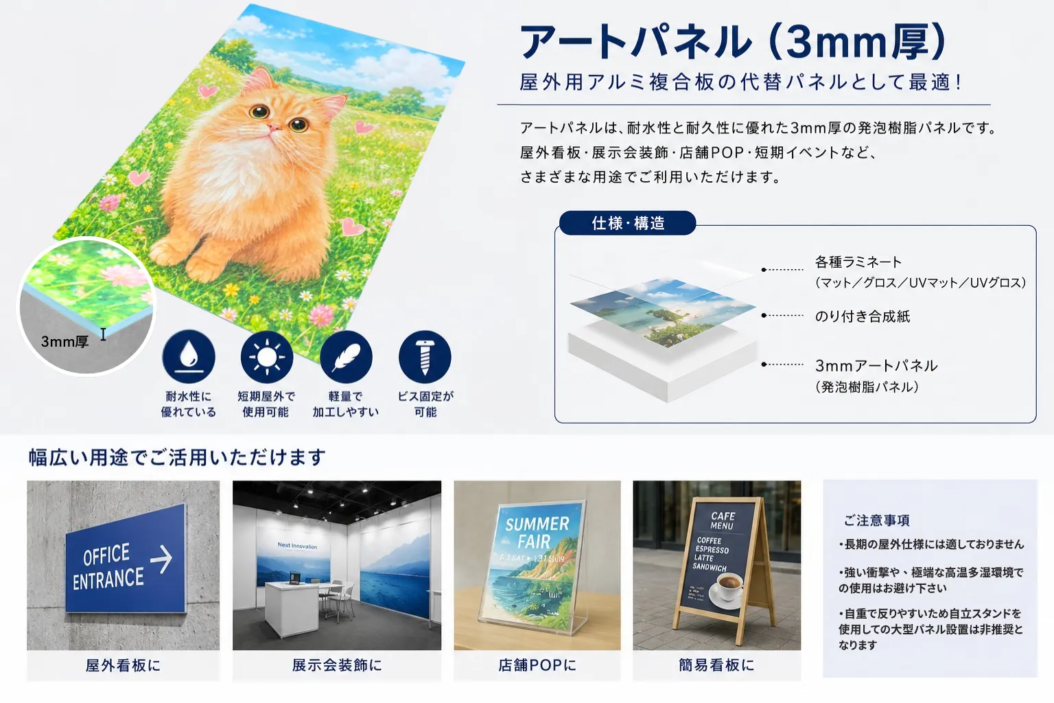 アートパネルの素材・特性について