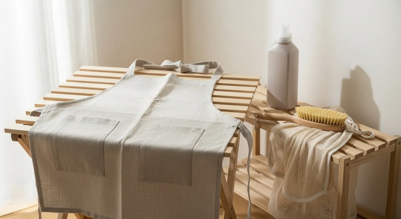 すのこの上に置かれたエプロン