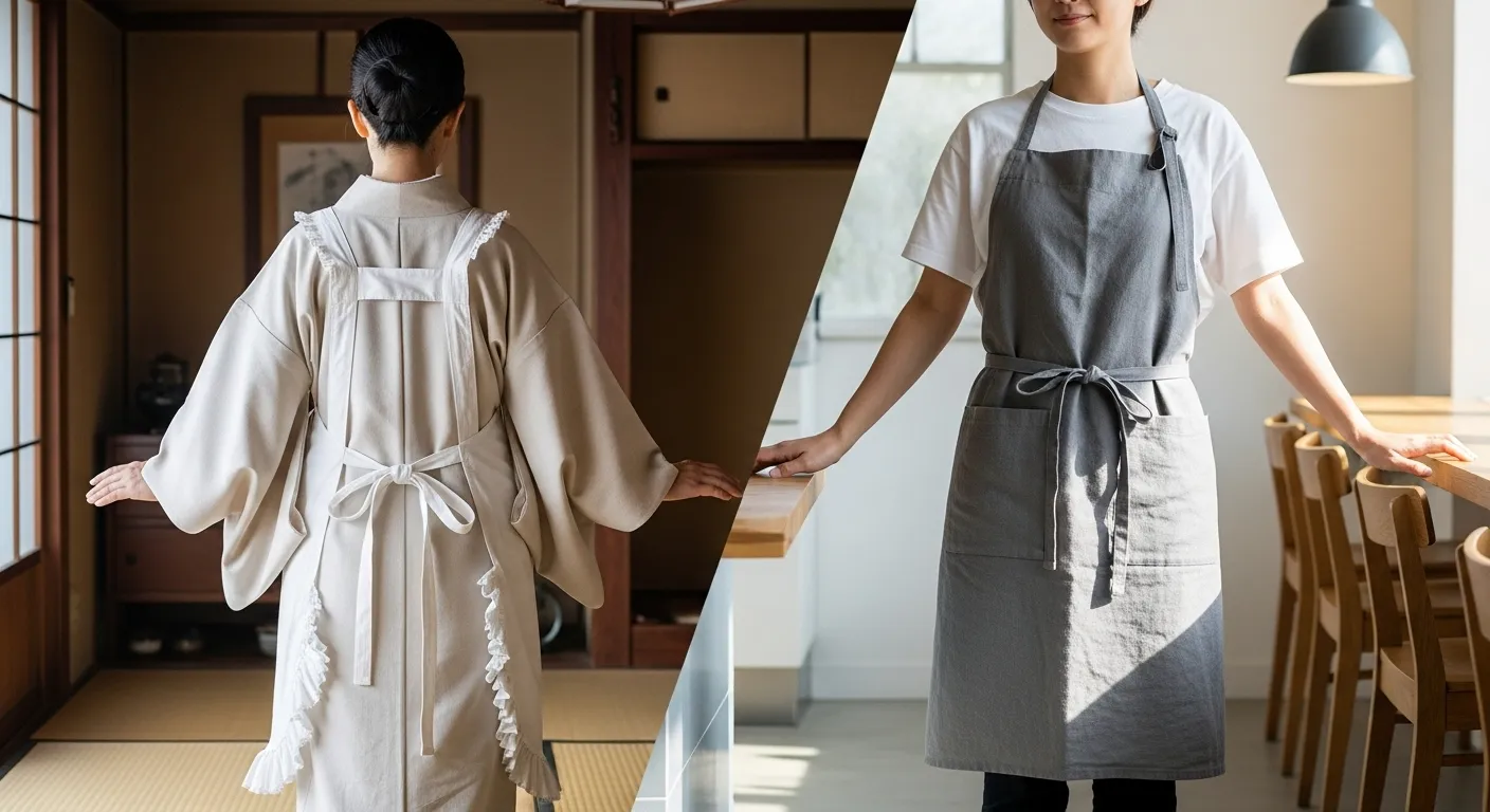 割烹着と現代の一般的なエプロン
