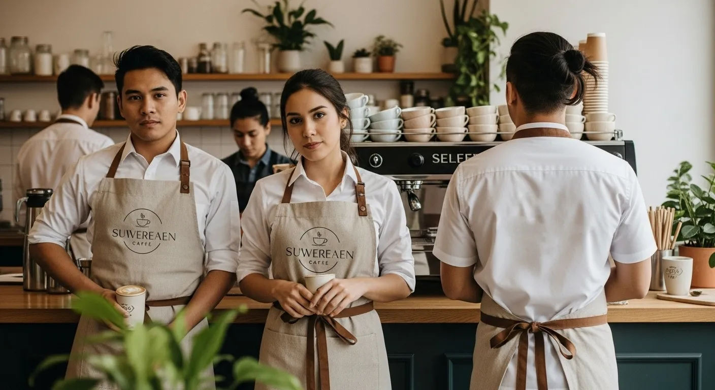 カフェで使用されるエプロン制服
