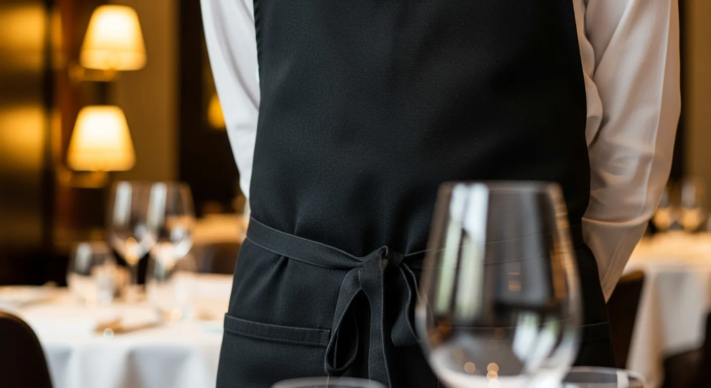 レストランで使用される上品な黒いツイルのエプロン
