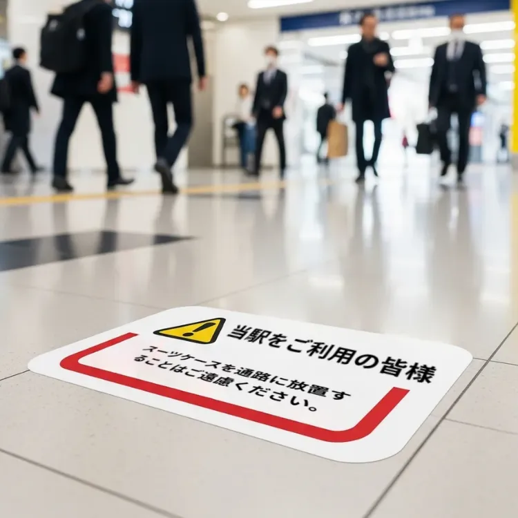 常設の注意喚起に使用する強粘着のフロアシート