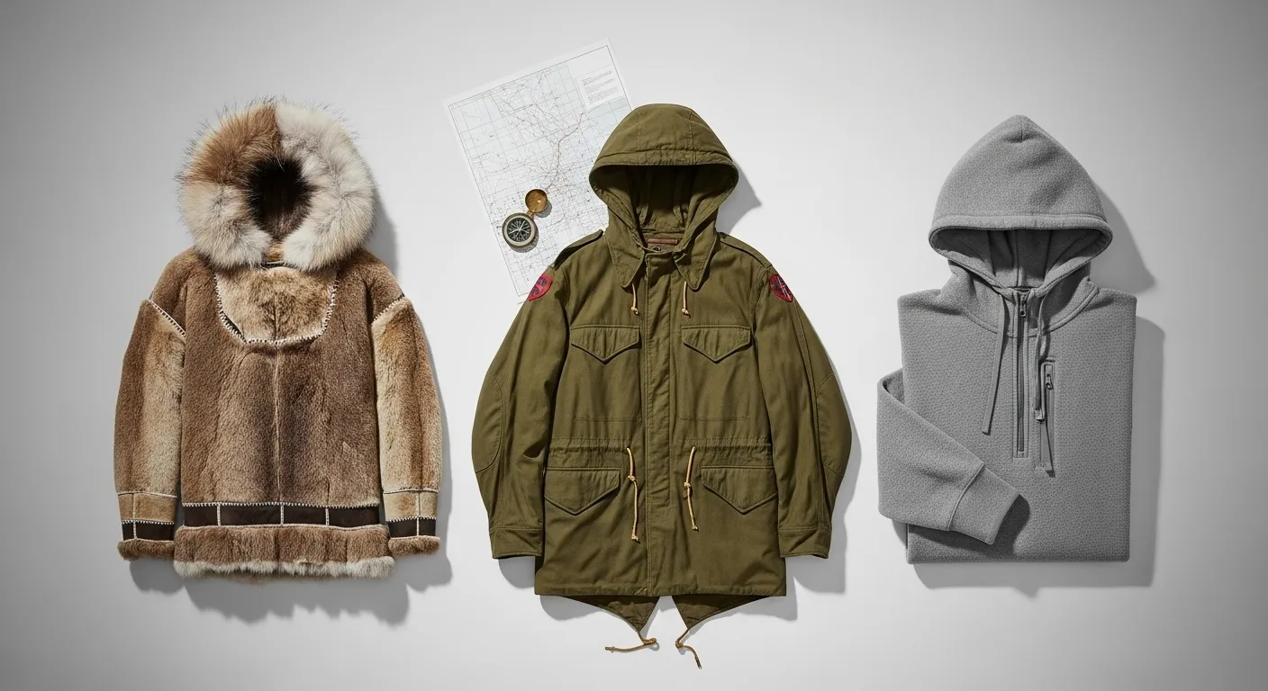 フード付きのスウェットとアウター