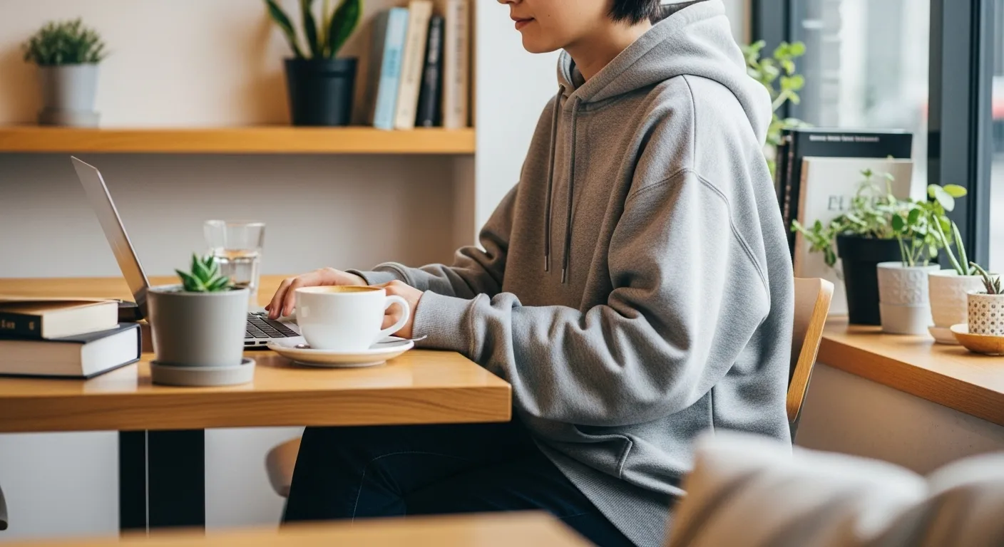 フード付きのスウェットとアウター