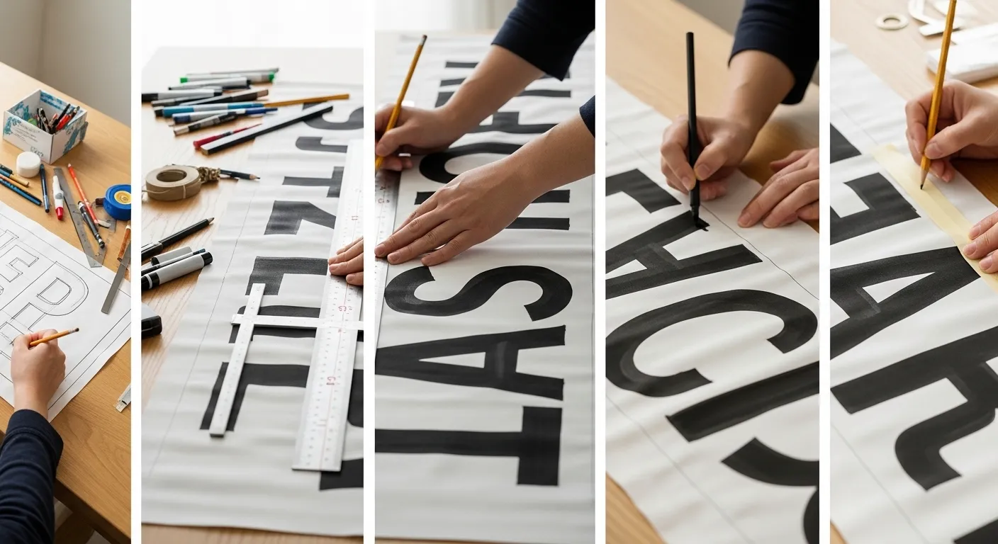 文字デザインを書き入れる工程