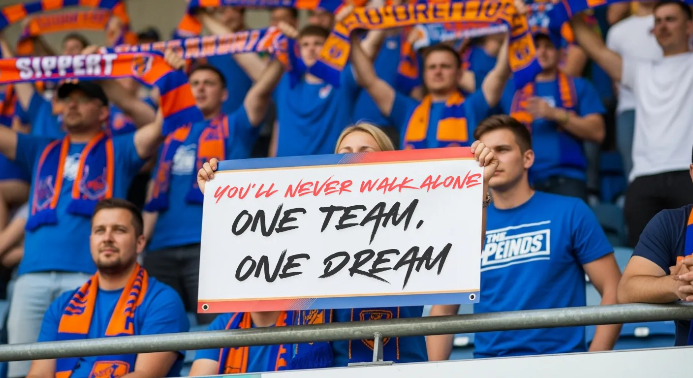 応援幕を掲げる女性