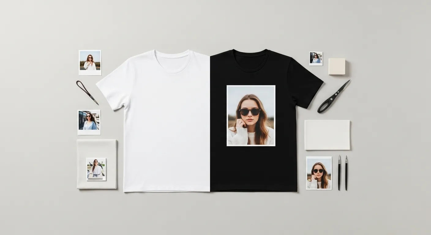 写真プリントTシャツと数枚の写真