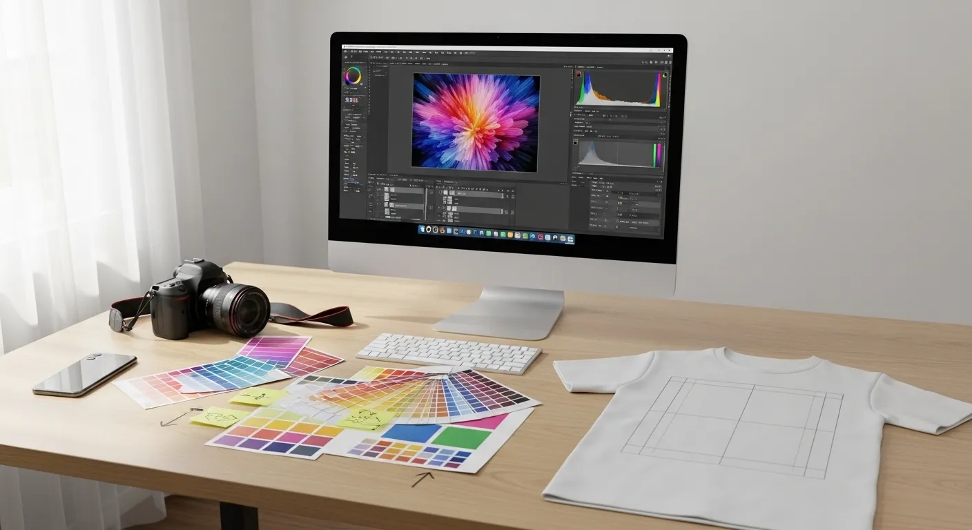 モニターに映った印刷デザイン