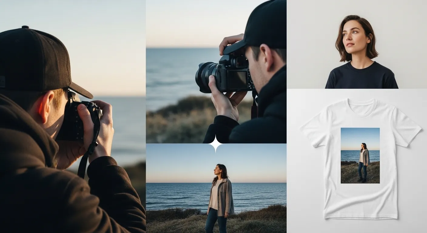 カメラを構える男性と女性の被写体