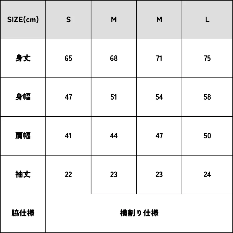 制作可能な4サイズの寸法早見表