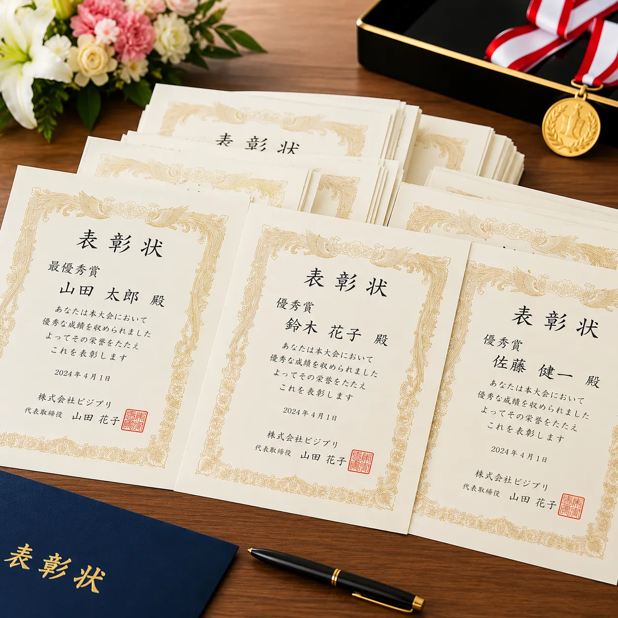 複数枚の賞状印刷