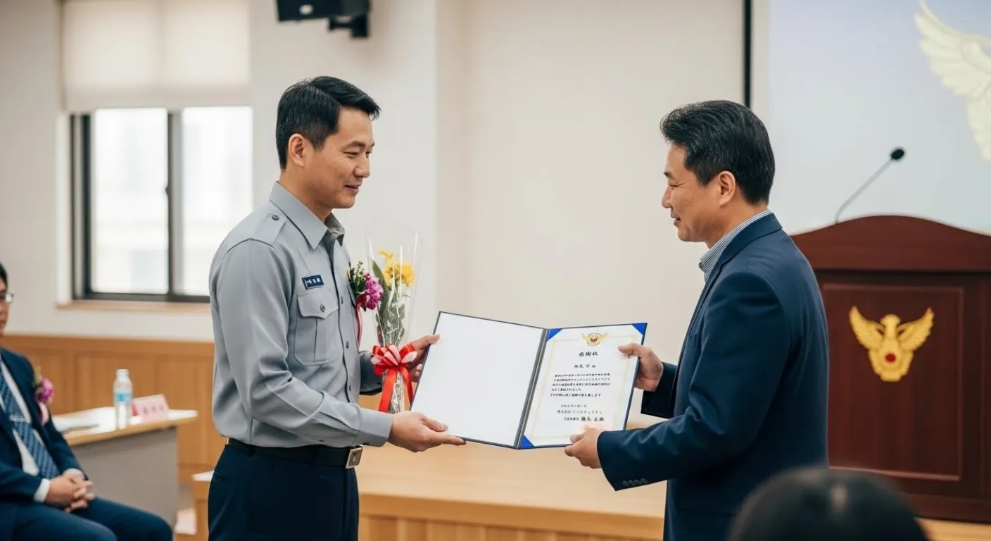 感謝状を受け取る市民