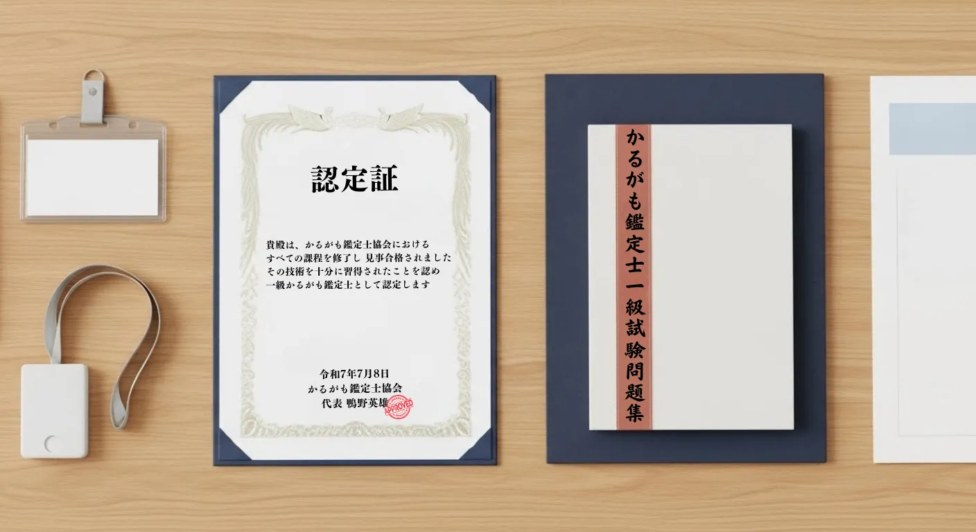 机に置かれた認定証