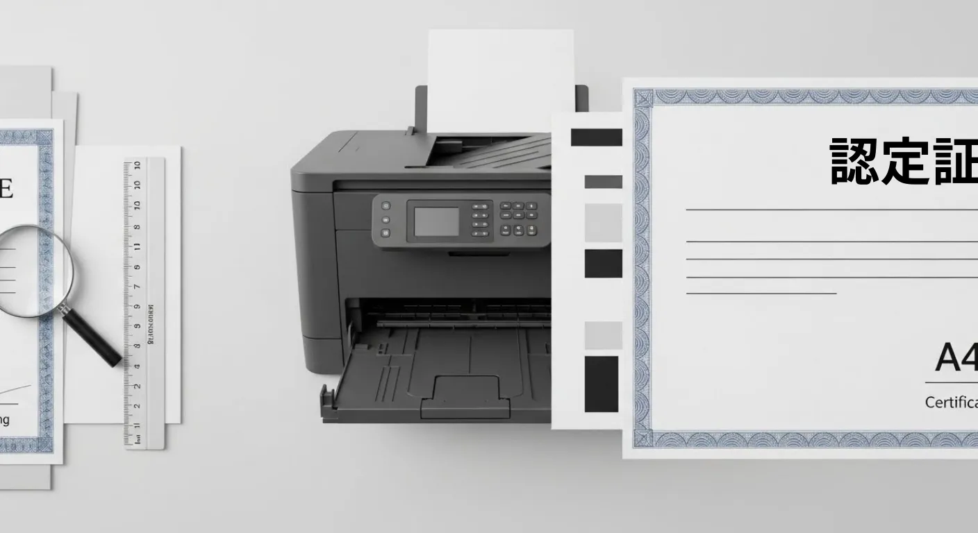 プリンターと認定証