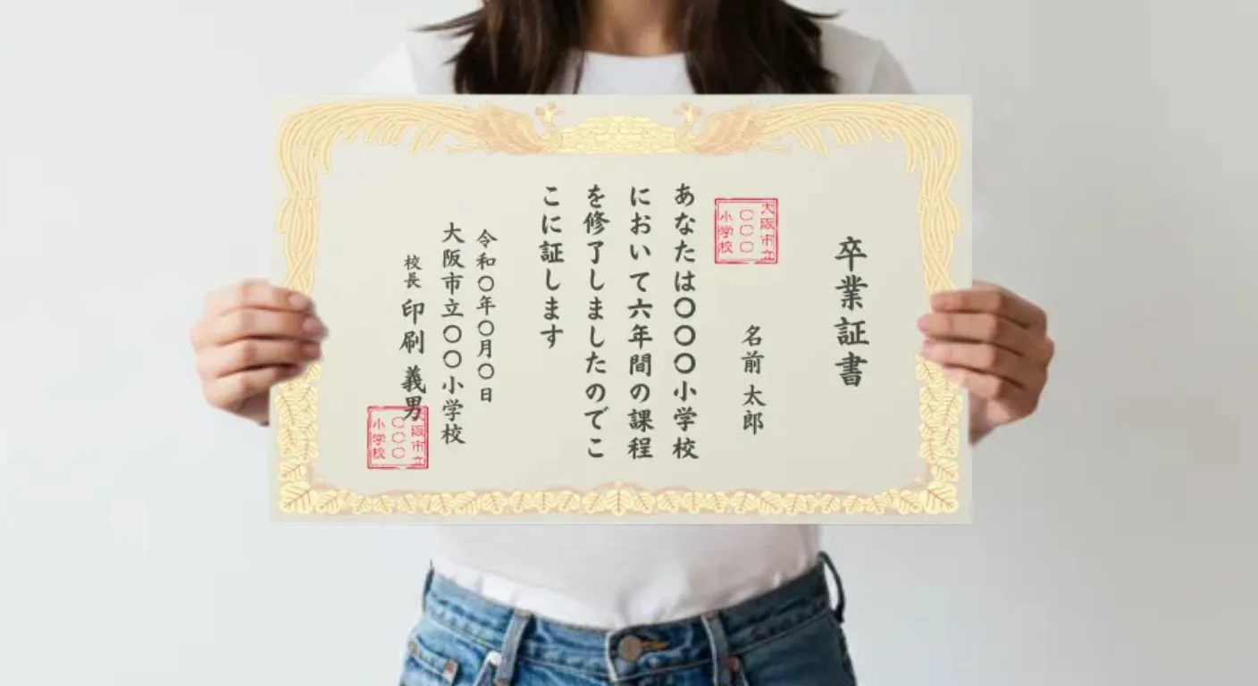 卒業証書を持つ女性