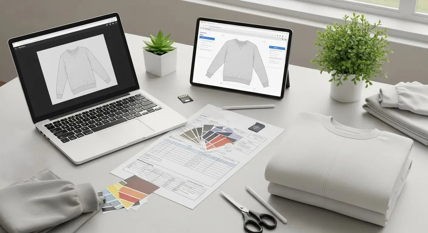 畳まれた厚手と薄手のスウェット