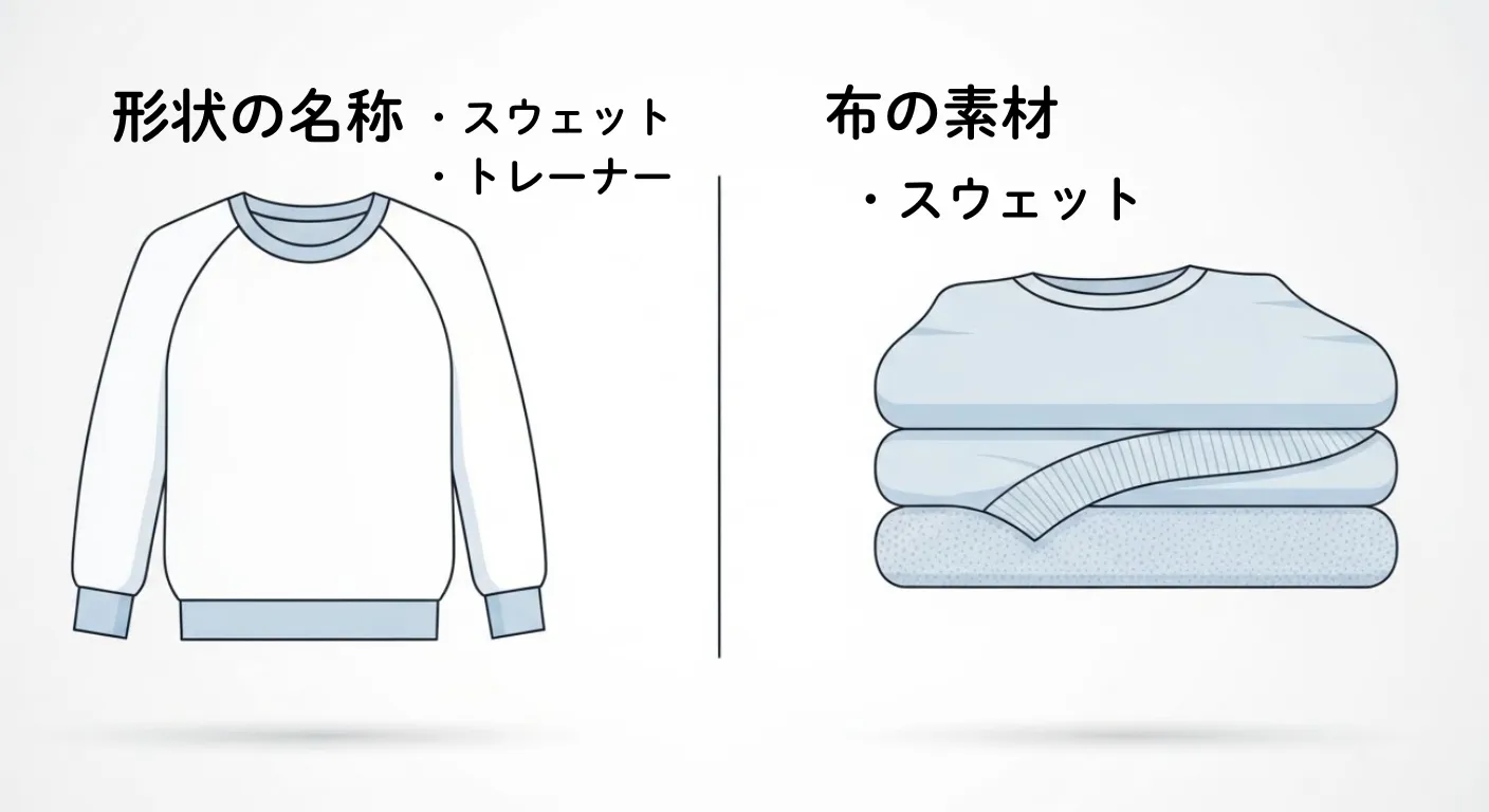 スウェット生地とトレーナーのイラスト