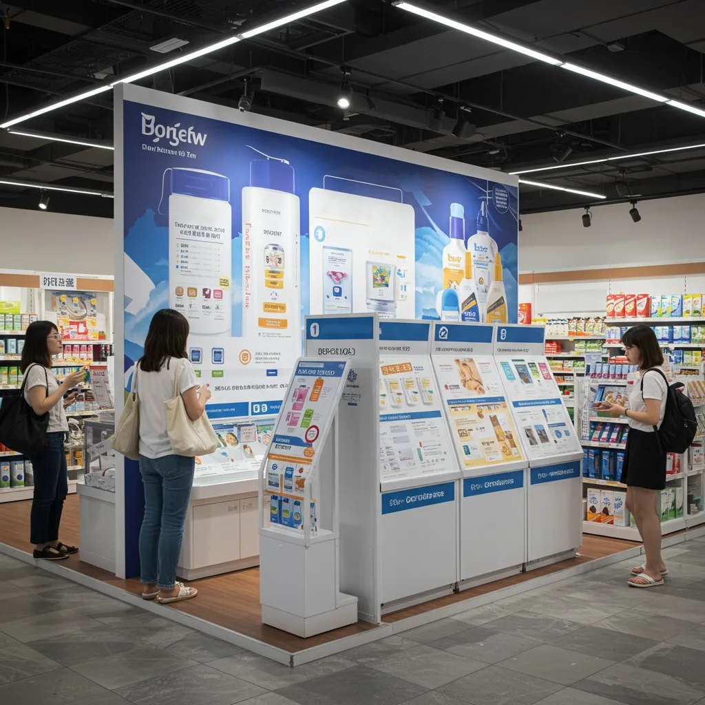 店舗の新商品販促ディスプレイに使われたパネルの例