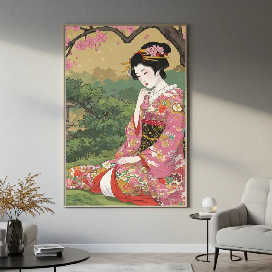 浮世絵のデザインの等身大ポスターイメージ