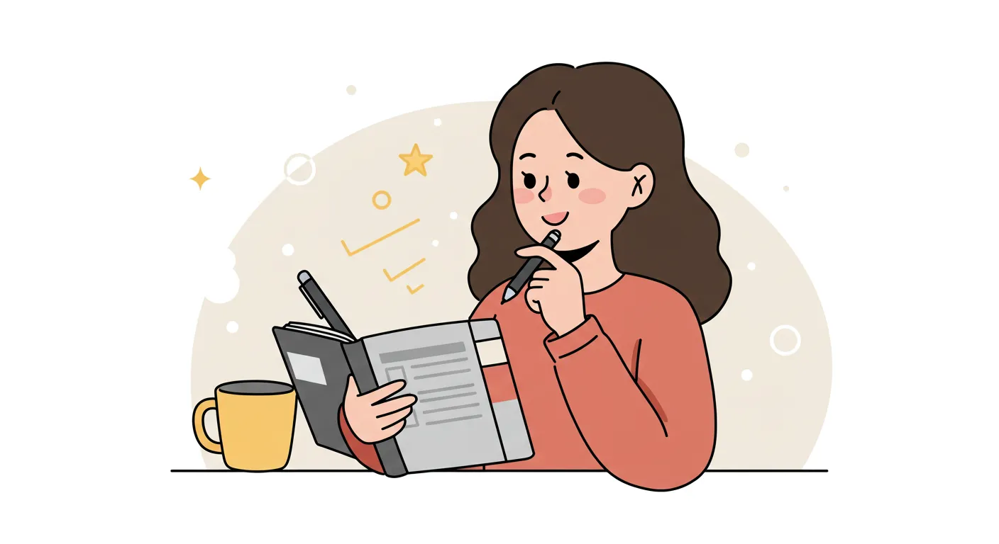 チェックリストを見る女性