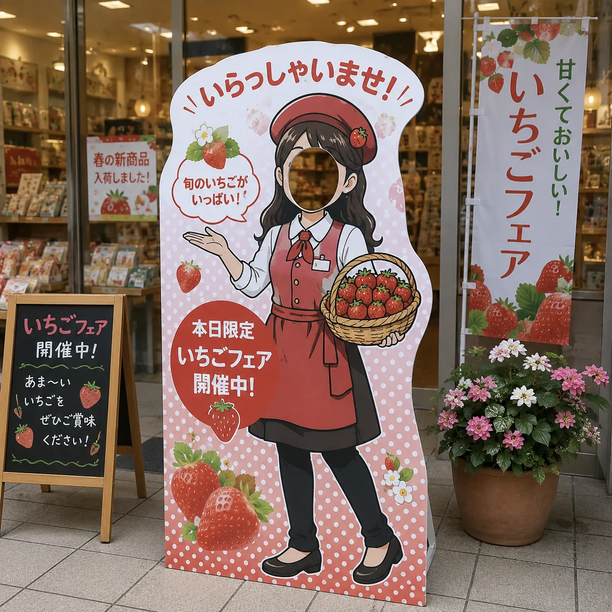店頭販促向け顔出し等身大パネル