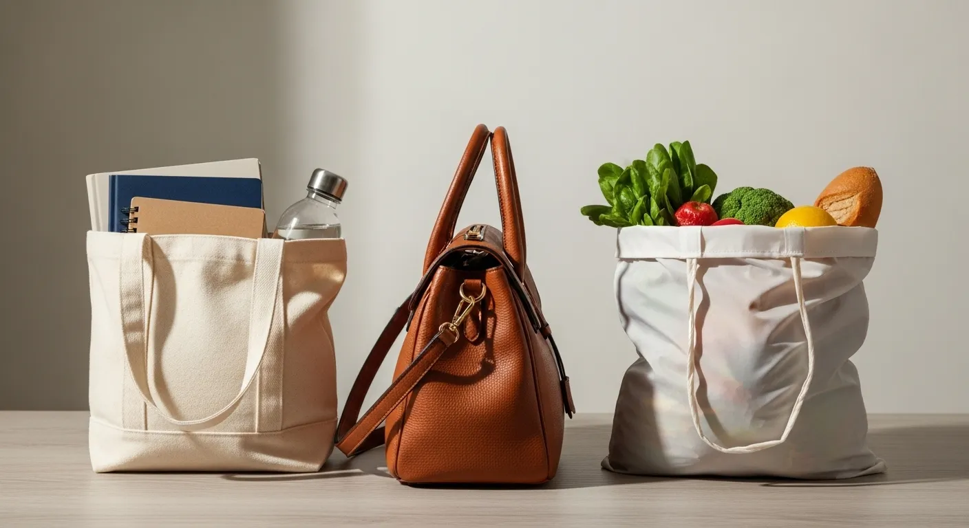 並べられた様々な種類のトートバッグ