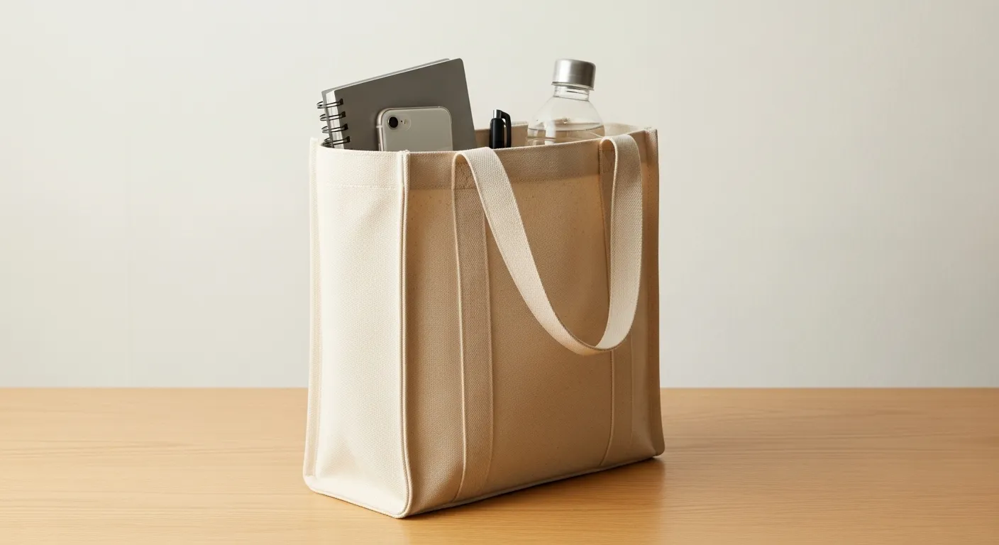 手荷物の入ったトートバッグ