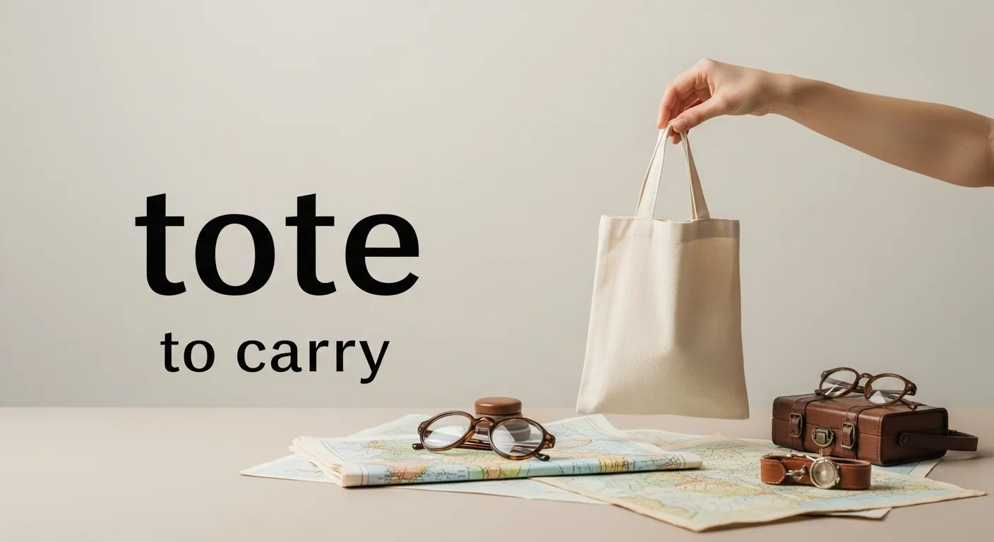 トートバッグを持つてと世界地図