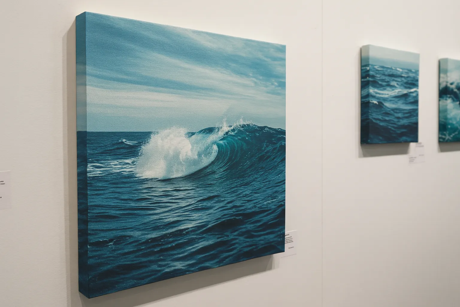 海の絵が印刷された木製パネル